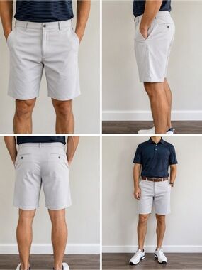 Pro Tour Men's Flat-Front Chino Shorts in Light Beige